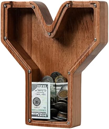 Ladenk Wooden Letter Piggy Bank - Piggy Bank for Kids Boys Girls Toddler by Ladenk