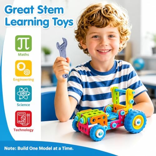 keefun STEM Toys for 4 5 6 7 8+ Year Old Boy Girl Birthday Gift, Building Toys for Kids Ages 4-8 6-8 4-6 Blocks Sets Stem Kits 5-7 4-7 3-5 Educational Learning Construction Engineering Car Truck Games - Image 3