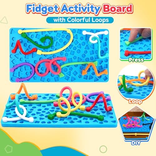 Rainbow Sensory Activity Board Airplane Travel Essentials Fidget Toys for Toddlers Kids，Silicone Autism Quiet Calming Down Restaurant Car Ride Road Trip Toys - Image 4