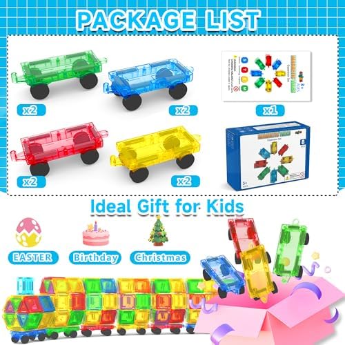 8 PCS Mini Magnetic Tiles Cars Construction Set, Magnetic Car Base - Image 4