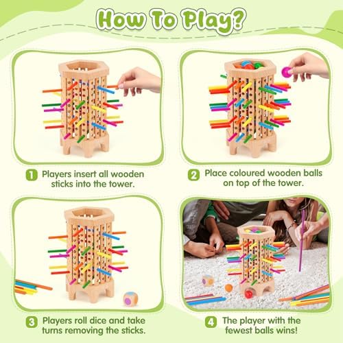 Montessori Game Wooden Board Game, 36 Colorful Wooden Sticks Dice Game - Image 6