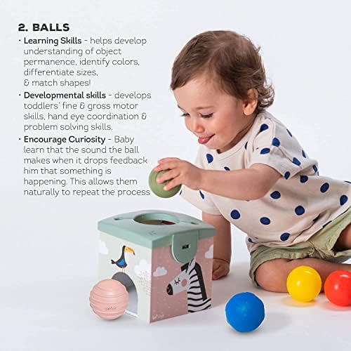 Taf Toys Baby Tissue Box Toy - Montessori Sensory Tissue Box Toy for Toddlers 18+ Months - Includes Play Box, 5 Organza Tissues, Balls & Feeding Cards - Boys&Girls Kids Early Learning Gifts Baby Toys - Image 5