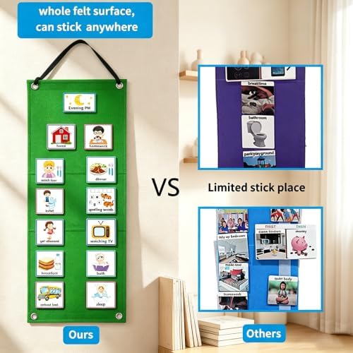 Visual Schedule Chart for Kids with Autism, Daily Kids Routine Chart Behavioral Planner with 70 Durable Cards - Reusable Daily Schedule Board for Toddlers Home, Classroom Learning Tool - Image 7