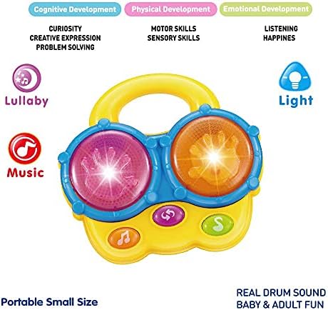 WEofferwhatYOUwant Montessori Toys Baby Musical Instrument Set, Piano, Bongo Drums & Guitar, Light-Up Projector Toy for Babies 6+ Months, Educational Music Toys, Auto Off, Batteries Included - Image 6
