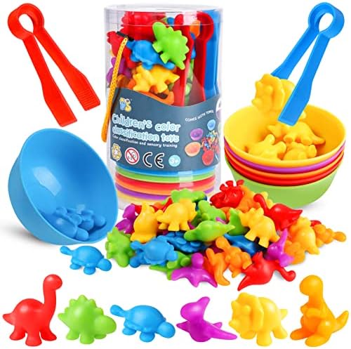 Counting Dinosaur Montessori Toys for Kids 3-5, Color Sorting Sensory Toys by Skrtuan