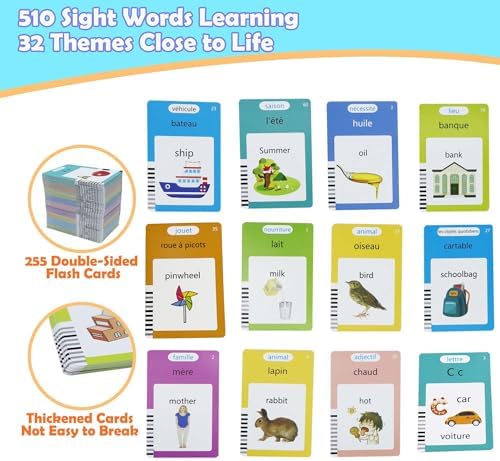 MAYAPHILOS English and French Talking Flash Cards with 510 Sight Words - Image 2