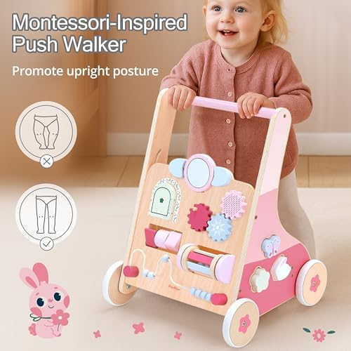 PairPear Wooden Baby Walker, Baby Push Walker Toys Activity Center - Image 5