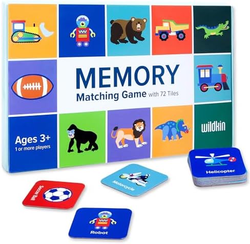 Wildkin Memory Matching Game – 36 Educational Pairs for Toddlers & Preschool - Boy by Wildkin