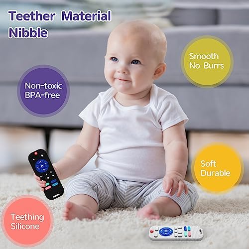 Hooku 2 Pack Silicone Teething Toys for Babies 0-6 Months, Teethers for Babies 6-12 Months, Remote Teether for Baby, Sensory Toys for Babies, Baby Chew Toys - Image 3