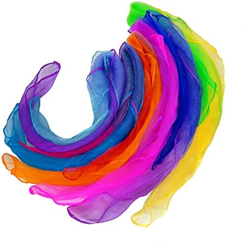 Lolakee Dance Scarves for Kids: Juggling Scarves, 12 Pcs, 24" x 24", Toddler, Unisex, Multicolored, Rainbow Theme - Image 5