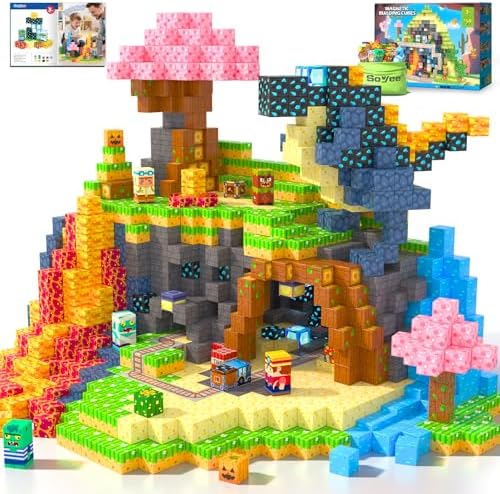 Soyee Magnetic Blocks 150 PCS Building Toys for Ages 4-8 9-12 3-5 Forest & Mine Theme Magnet Building Cubes STEM Sensory Toys for Kids for Boys & Girls by Soyee