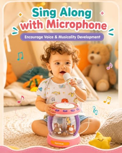 Baby Musical Drum Toy with Carousel and Microphone, 18-36 Months - Image 6