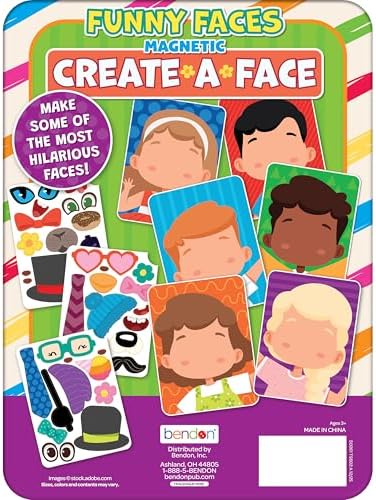 Bendon T.S. Shure Create Funny Faces Magnetic Activity Tin with Illustrated Magnet Play Sheets + Double-Sided Playcards Travel & Screen-Free Play Set for Kids Ages 3 and Up - Image 2