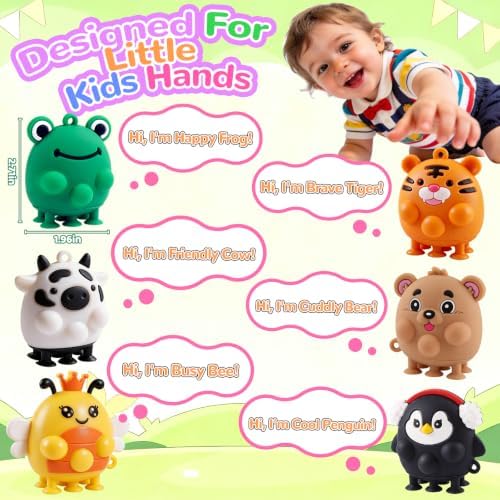 ChildFun 6 PCS Animal Suction Popper Sensory Toys, Travel Toys for Airplane & Car Activities, Silicone Pop Fidget Toys for Kids, Birthday Gifts for Girls & Boys - Image 3