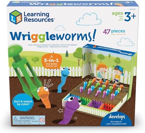 Learning Resources Wriggleworms Fine Motor Activity Set - Montessori Sensory Bin Toys, Gross Motor Skills, Toddler Games, Color Sorting, Preschool Classroom Must Haves, Gifts for Boys and Girls - Image 4
