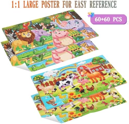 Puzzles for Kids Ages 4-8, 60 Piece Puzzles for Kids Ages 3-5 in a Metal Box Girls and Boys Learning Educational Jigsaw Puzzle Toys Gifts - Image 3