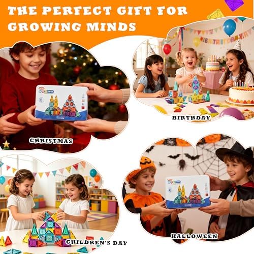 Mini Magnetic Tiles for Kids 43PCS Magnet Tiles Building Travel Toys for Toddlers Magnetiles with Case & Cars STEM Magnets Construction Tile Toy Set Ages 3-6 Boys Girls - Image 7