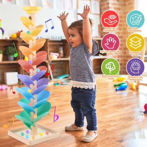 Wooden Marble Run for Kids 4-8 Music Tree Montessori Color Sorting Toys 3-5 - Image 6