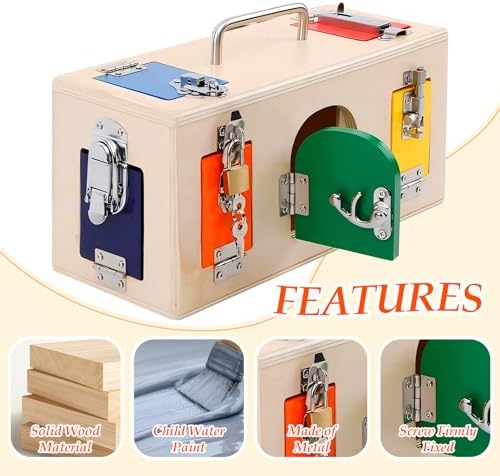 Montessori Lock and Key Toy, Wooden Activity Cube for Toddlers, Wooden Busy Lock Box Toy for Autism, Educational Toy for Fine Motor Skills - Image 4
