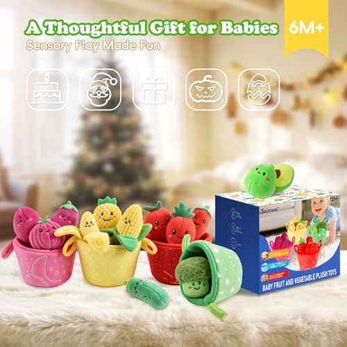 SAIMAND Baby Toys 6-12 Months,16PCS Montessori Plush Sensory Play Food Gift - Image 6