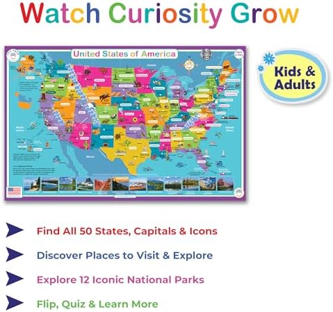 Tot Talk USA Map Educational Placemat | 50 States Geography & Practice Map - Image 2