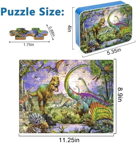 LELEMON Puzzles for Kids Ages 4-6,100 Piece Puzzles for Kids in Metal Box - Image 2