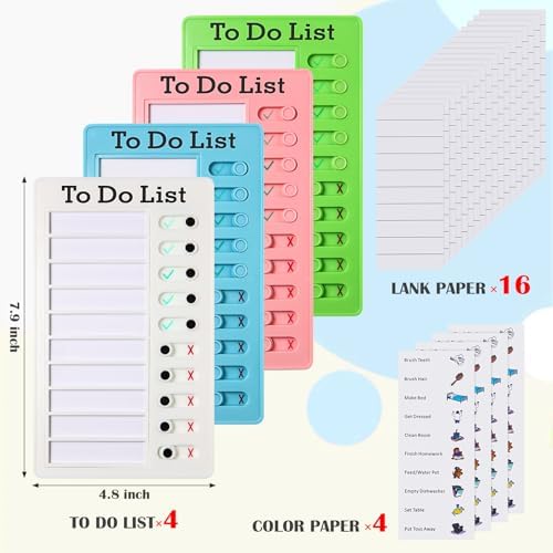 Aleric 4 Pcs Chores Chart for Kids, Daily Routine Chore Chart for Kids, Visual Schedule for Kids Chore Charts, Chore Board, RV Checklist, Sliding Planning Board to Do List ADHD Tools for Multiple Kids - Image 2