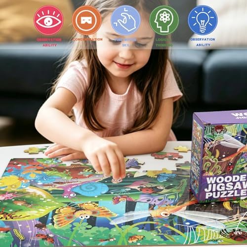 100 Piece Puzzles for Kids Ages 4-6 – Floor Kids Puzzles Ages 6-8 Year Old – Toy for Learning Forest Bugs for 8-10 yo – Jigsaw Toddler Game for Boy and Girl Age5-8 - Image 5