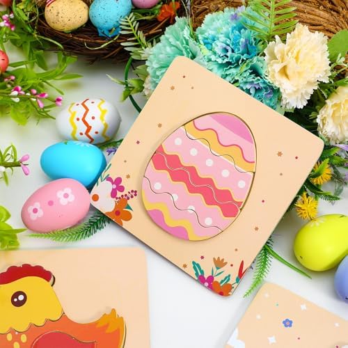 Easter Wooden Puzzles for Toddler - 4 Pack Basket Stuffers Fillers Puzzle Toys for Boys Girls, Jigsaw Learning Educational Gifts Party Favors for Kids - Image 4