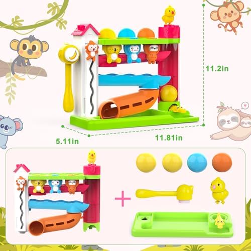 VOILBTOY Musical Toy for 1-2 Year Old Girls,Educational Toys,Ball Drop Toy with English & Spanish,Fine Motor Toys for Kids 1-3,Birthday Gift for 1+ Year Old boy (Green) - Image 6