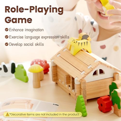 Jovi-mindly＆Notchies 63PCS Wooden Blocks Beginner Set Wooden Blocks |Preschool Learning Toys Wood Blocks Building for Kids Ages 3+ Creative Construction Game,FSC Certified,Birthday Toys Gifts - Image 6