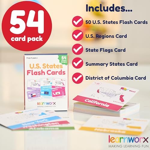 U.S. States Flash Cards for Kids | 50 State Geography Cards with Capitals, Flags, State Birds & More | Educational Flashcards for Learning U.S. History & Facts | Ages 4, 5, 6,7, 8, 9, 10 - Image 2