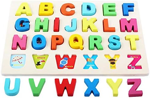 QZMTOY Wooden Puzzles for Toddlers, Wooden Alphabet Number Shape Puzzles Toddler Learning Puzzle Toys for Kids, 3 in 1 Puzzle for Toddlers, Age 3+ (Set of 3) - Image 4