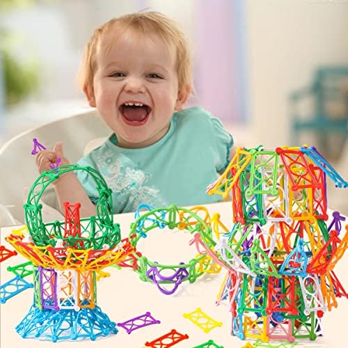 RAINBOW TOYFROG Snap-N-Twist Building Blocks - 270 Piece Set of Flexible Interlocking Math Manipulatives - Open Ended STEM Toys for 5 to 12 Year Old Boys & Girls - Indoor Recess Games for Classroom - Image 3