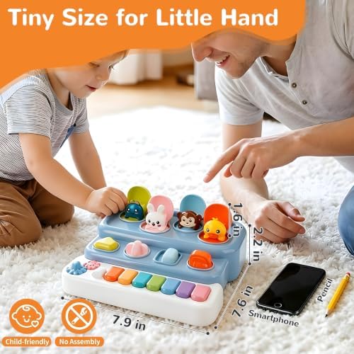 Montessori Pop Up Animal Toy for Toddlers, Mini Baby Musical Toy with Piano Keys & Lights, Interactive Cause and Effect STEM Learning Toy for Infants 6-12 Months, Birthday Gift for 1 2 3 Year Old - Image 2