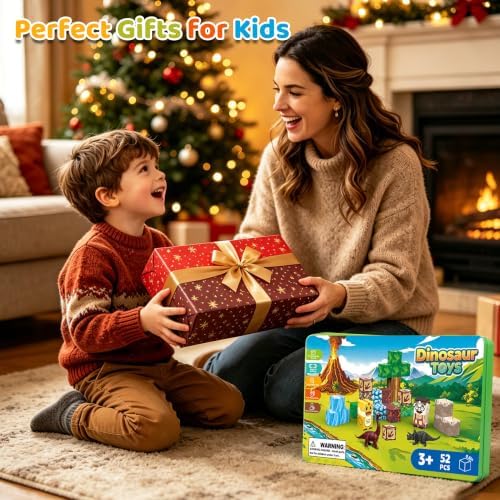 Mini Magnetic Blocks Travel Set with Magnetic Case-52 PCS Magnet Building Cubes Dinosaur Toys for Kids 3-5, Toddler Travel Toys Airplane Essentials, STEM Montessori Toys Christmas Stocking Stuffers - Image 6