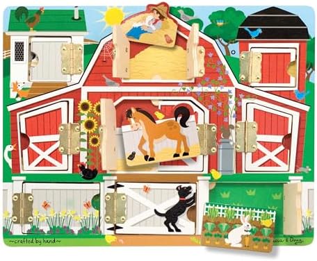 Melissa & Doug Hide and Seek Farm Wooden Activity Board with Barnyard Animal Magnets (Pack of 12) by Unknown