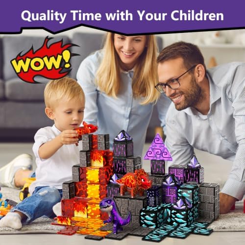 GobiDex Magnetic Tiles Lava & Cave Dinosaur Toys for Kids 3-5 5-7 - Image 5