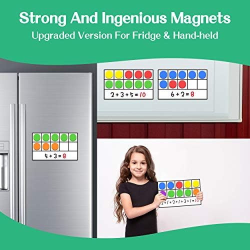 Magnetic Ten-Frame Set,6 Frames(with Blank Writing Space) and 66 Colorful Discs with 2 Markers (Upgraded Version for Fridge & Hand-held) - Image 3
