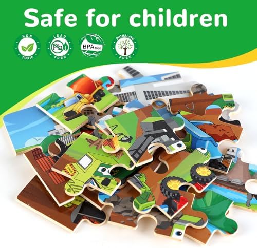 Wooden Educational Jigsaw Puzzles for Preschool Kids Ages 3-5, 4-Pack with 20 Pieces Transportation Wood Jigsaw Puzzles Set, Preschool Gifts for Boys Girls Ages 3 4 5 6 - Image 4