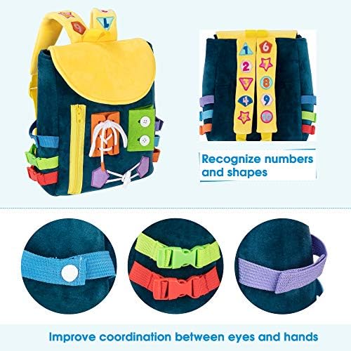 Busy Board - Toddler Backpack with Buckles and Learning Activity Toys - Develop Fine Motor Skills and Basic Life Skills - Learn to Tie Shoes - Children's Travel Toy - Image 2