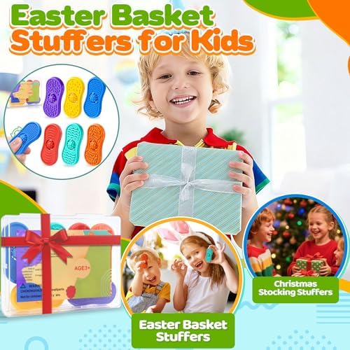 Sensory Fidget Toys for Kids 6 Pack Silicone Worry Stones for Autism ADHD Calming Down Quiet Figette Classroom Must Have Stress Toy for Anxiety Relief Office Desk Toy Set Easter Basket Stuffer Gift - Image 6
