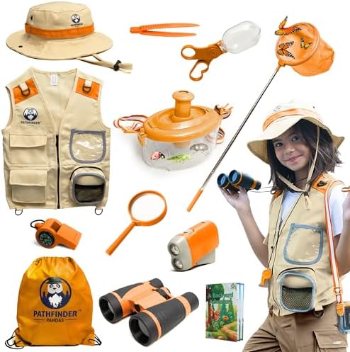 Kids Explorer Kit with Safari Vest & Hat for 3-7 Year Old Boys & Girls by PathfinderPandas