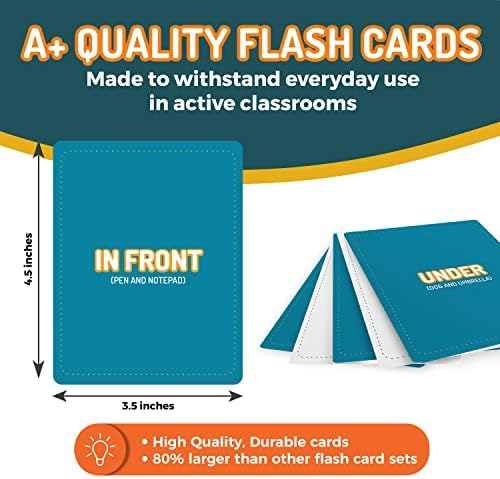 CreateFun 49 Preposition Flash Cards for Kids, School, Adults, ESL & Autism - Image 3