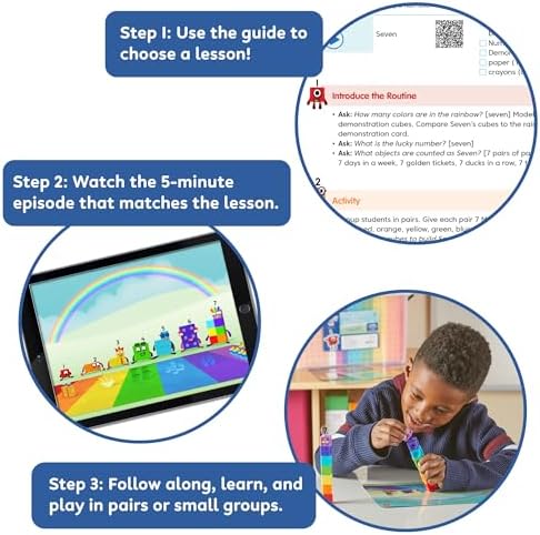 hand2mind Number Routines with Numberblocks Class Set, Preschool Learning Activities, Math Manipulatives Kindergarten, Counting Blocks, Linking Cubes, Kids Educational Toys - Image 3