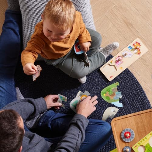 HABA Baby Farm Animals Clutching Puzzle - 4 Piece Jumbo Knob Wooden Puzzle for Ages 1 and Up - Image 6