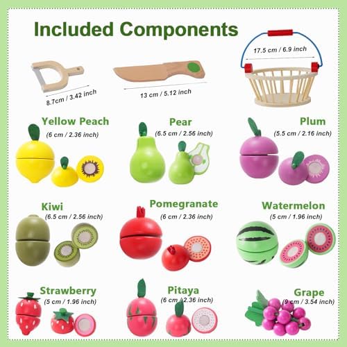 Wooden Cutting Fruit Play Set for Kids,Pretend Play Food Toy - Image 2