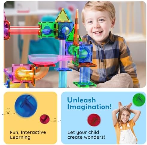 PicassoTiles 50 Piece Magnetic Marble Run Toy STEM Educational Building Set - Image 3