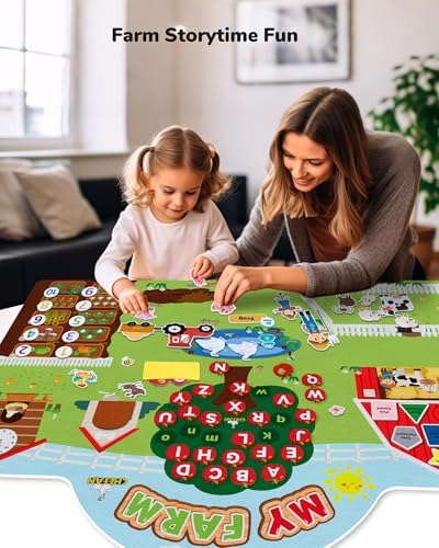 CHEFAN 99 Pcs Farm Animals Felt Story Board Set, 3.9 Ft Preschool Farmhouse Barnyard Theme Flannel Board Storytelling Early Learning, Interactive Wall Hanging Play Set for Toddlers Kids Children - Image 3