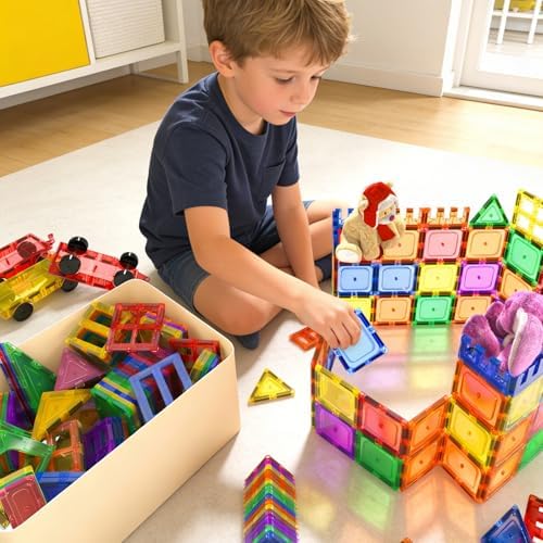 Coodoo Magnetic Tiles Kids Toys STEM Magnet Toy for Toddler Magnetic Blocks Building Preschool Learning Sensory Montessori Toys for 3+ Year Old Boys and Girls, Safe Creativity Toddler Kids Toy 40PCS - Image 5